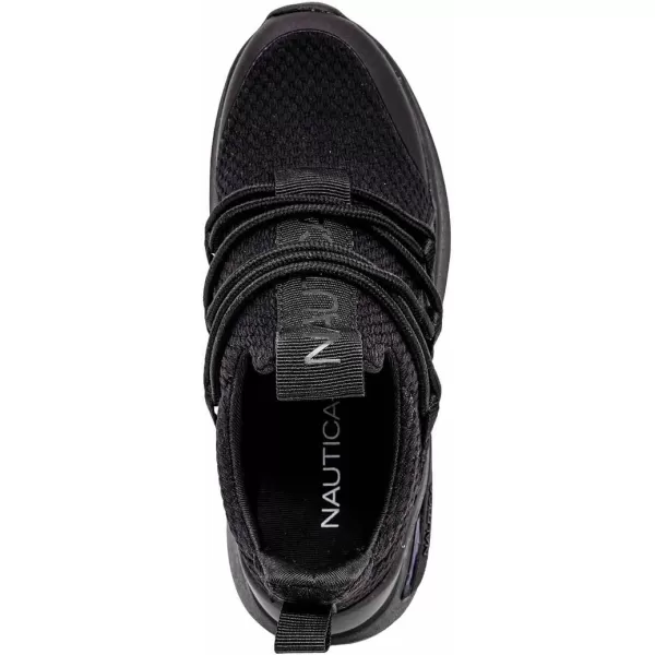 Nautica Kids Athletic SlipOn Sneakers  Comfortable Bungee Running Shoes for Boys and Girls  Stylish and Supportive Footwear for Active Kids Big KidLittle KidToddlerBlack Monochrome