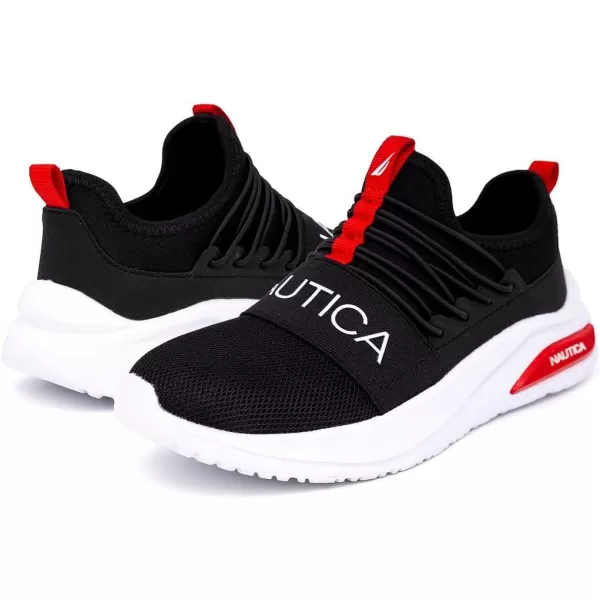 Nautica Kids Athletic SlipOn Sneakers  Comfortable Bungee Running Shoes for Boys and Girls  Stylish and Supportive Footwear for Active Kids Big KidLittle KidToddlerBlack Redsummr