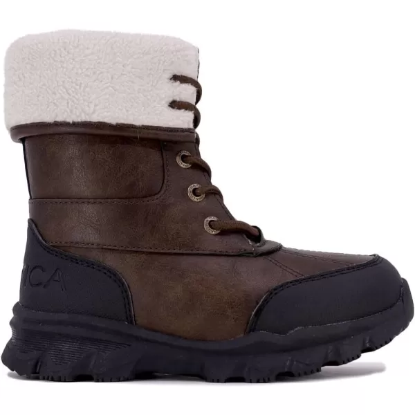 Nautica Kids Boys  Girls Duck Boots Kids Waterproof Rain Snow Boots Insulated Winter Boots ToddlerLittleBig KidChocolate Whiteindus