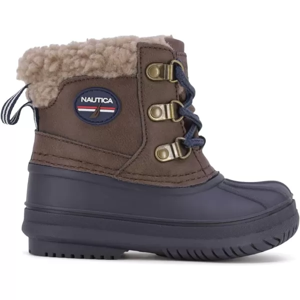 Nautica Kids Boys  Girls Duck Boots Kids Waterproof Rain Snow Boots Insulated Winter Boots ToddlerLittleBig KidDark Brown Navyyarmuk