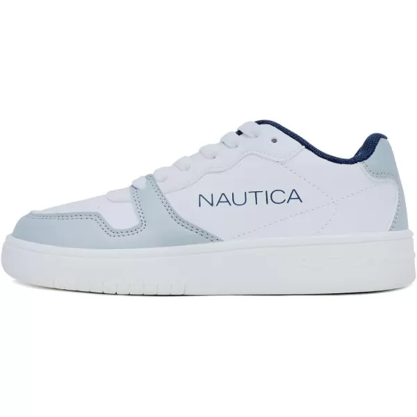 Nautica Kids Boys LowTop LaceUp Fashion Sneakers Stylish Dress Shoes for Youth  Ideal for Tennis and Walking Big KidLittle KidWhite Grey Logomanetta