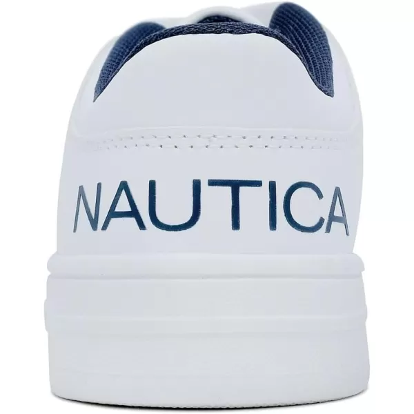 Nautica Kids Boys LowTop LaceUp Fashion Sneakers Stylish Dress Shoes for Youth  Ideal for Tennis and Walking Big KidLittle KidWhite Navy Pop Caraoni