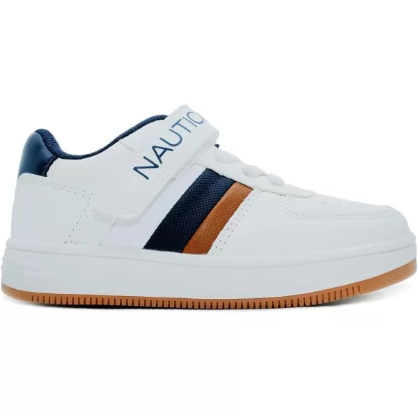 Nautica Kids Boys LowTop LaceUp Fashion Sneakers Stylish Dress Shoes for Youth  Ideal for Tennis and Walking Big KidLittle KidWhite Navy Tan Noven