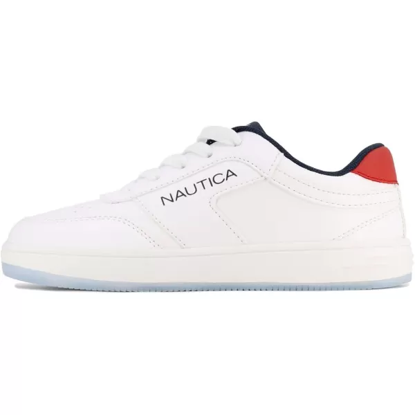 Nautica Kids Boys LowTop LaceUp Fashion Sneakers Stylish Dress Shoes for Youth  Ideal for Tennis and Walking Big KidLittle KidWhite Red Lake Edge