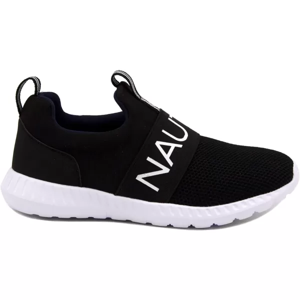 Nautica Kids Boys Youth Athletic Fashion Sneaker Running Shoe Slip On Little KidBig KidBlack Knit