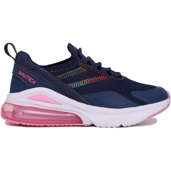 Nautica Kids Casual Air Bubble Fashion Sneakers Walking ShoesLightweight Joggers BoysGirls Bungee SlipOnLace Up Little KidBig KidNavy Bright Stripe