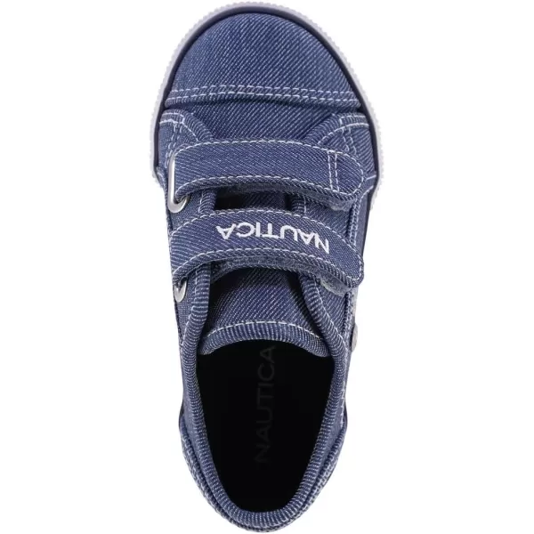 Nautica Kids Double Strap Sneakers  Casual Athletic Shoes for Boys and Girls  Durable and Comfortable Fit for Toddlers and Little KidsBlue Denim