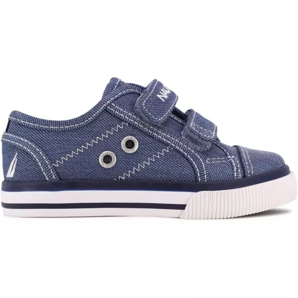 Nautica Kids Double Strap Sneakers  Casual Athletic Shoes for Boys and Girls  Durable and Comfortable Fit for Toddlers and Little KidsBlue Denim