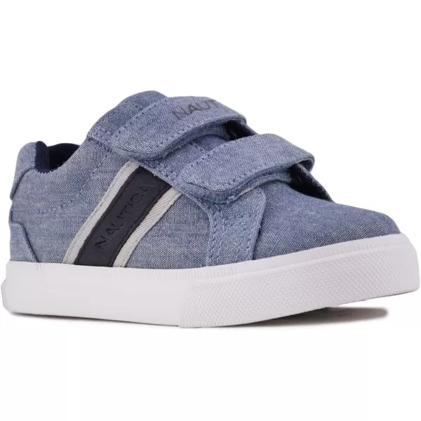 Nautica Kids Double Strap Sneakers  Casual Athletic Shoes for Boys and Girls  Durable and Comfortable Fit for Toddlers and Little KidsNavy Chambray