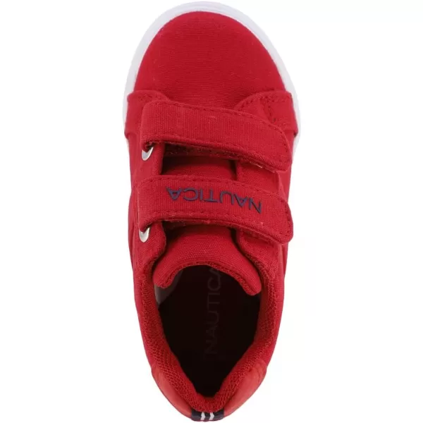 Nautica Kids Double Strap Sneakers  Casual Athletic Shoes for Boys and Girls  Durable and Comfortable Fit for Toddlers and Little KidsRed Canvas