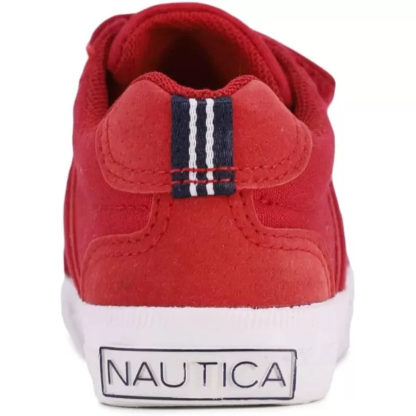 Nautica Kids Double Strap Sneakers  Casual Athletic Shoes for Boys and Girls  Durable and Comfortable Fit for Toddlers and Little KidsRed Canvas
