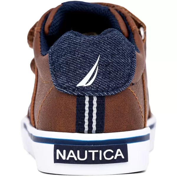 Nautica Kids Double Strap Sneakers  Casual Athletic Shoes for Boys and Girls  Durable and Comfortable Fit for Toddlers and Little KidsTan Navyadish