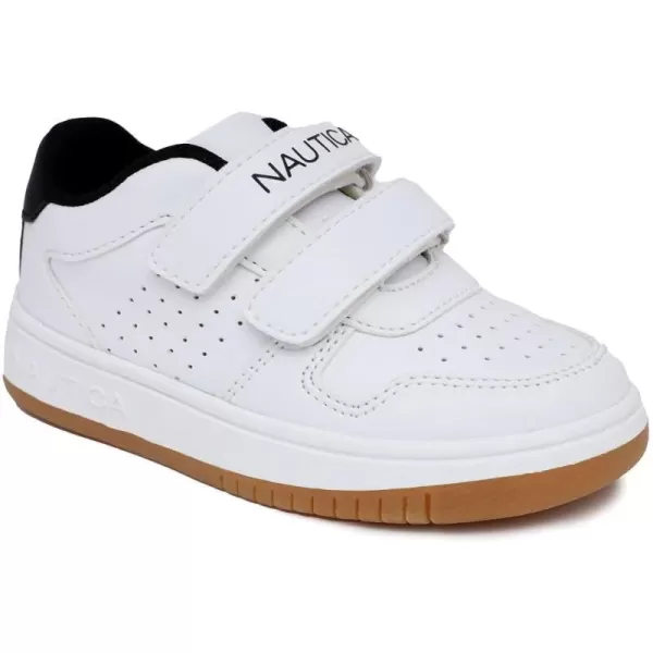 Nautica Kids Double Strap Sneakers  Casual Athletic Shoes for Boys and Girls  Durable and Comfortable Fit for Toddlers and Little KidsWhite Blackstafford