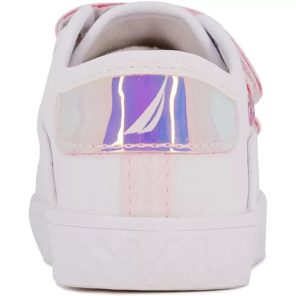 Nautica Kids Double Strap Sneakers  Casual Athletic Shoes for Boys and Girls  Durable and Comfortable Fit for Toddlers and Little KidsWhite Metallic Pink