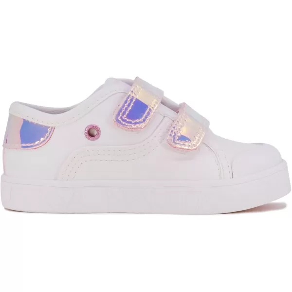 Nautica Kids Double Strap Sneakers  Casual Athletic Shoes for Boys and Girls  Durable and Comfortable Fit for Toddlers and Little KidsWhite Metallic Pink