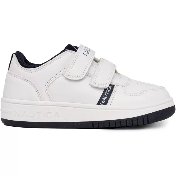 Nautica Kids Double Strap Sneakers  Casual Athletic Shoes for Boys and Girls  Durable and Comfortable Fit for Toddlers and Little KidsWhite Navycaraoni