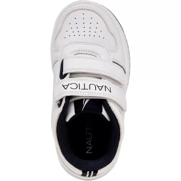 Nautica Kids Double Strap Sneakers  Casual Athletic Shoes for Boys and Girls  Durable and Comfortable Fit for Toddlers and Little KidsWhite Navycaraoni