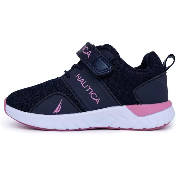 Nautica Kids Fashion Sneaker Athletic School Running Shoe with One Strap Boys  GirlsToddlerLittle KidNavy Heather Pink