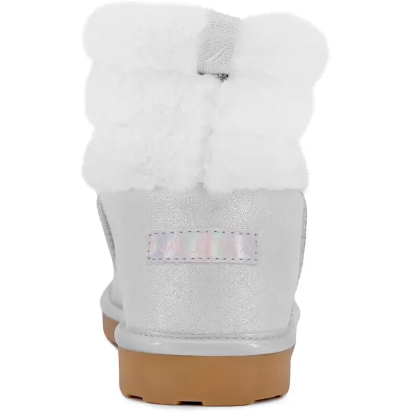 Nautica Kids Girls Boot With Sherpa Fur For Snow And WinterWarm Ankle Slipper Bootie Big Kid  Little Kid  ToddlerGrey Shimmer Silver