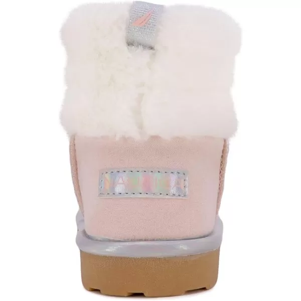 Nautica Kids Girls Boot With Sherpa Fur For Snow And WinterWarm Ankle Slipper Bootie Big Kid  Little Kid  ToddlerPink Fur Iridescent