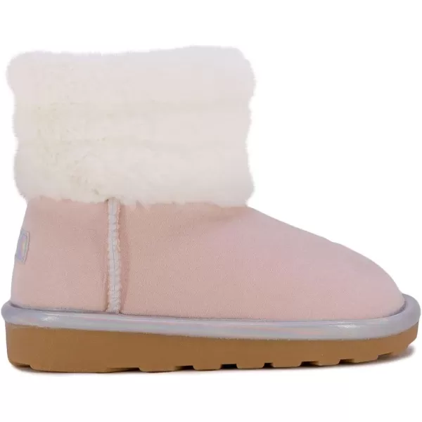 Nautica Kids Girls Boot With Sherpa Fur For Snow And WinterWarm Ankle Slipper Bootie Big Kid  Little Kid  ToddlerPink Fur Iridescent