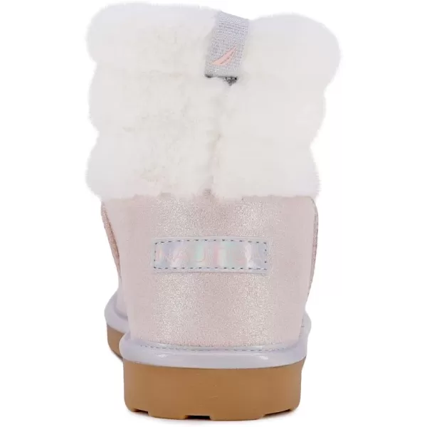 Nautica Kids Girls Boot With Sherpa Fur For Snow And WinterWarm Ankle Slipper Bootie Big Kid  Little Kid  ToddlerPink Shimmer Iridescent