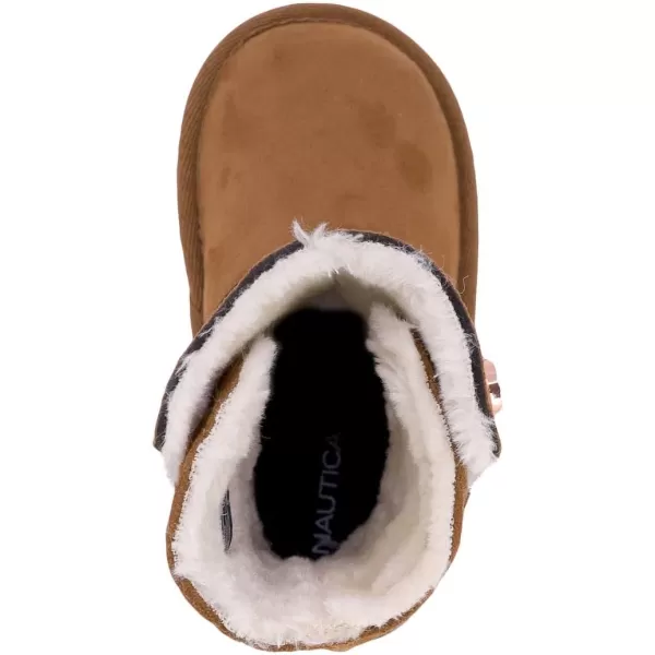 Nautica Kids Girls Boot With Sherpa Fur For Snow And WinterWarm Ankle Slipper Bootie Big Kid  Little Kid  ToddlerTan Rainbow