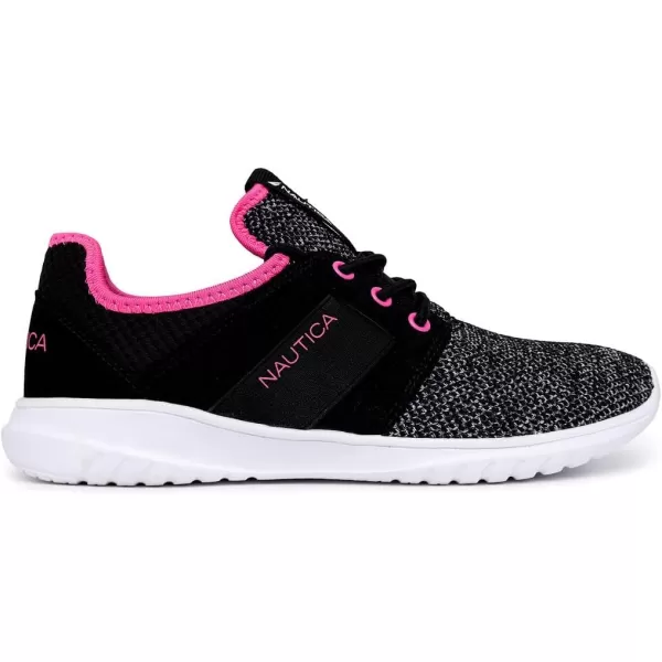 Nautica Kids Girls Metallic Fashion Sneaker LaceUp Athletic Running Shoe I kappil I Big Kid  Little Kid  ToddlerBlack Neo Pinkprimage