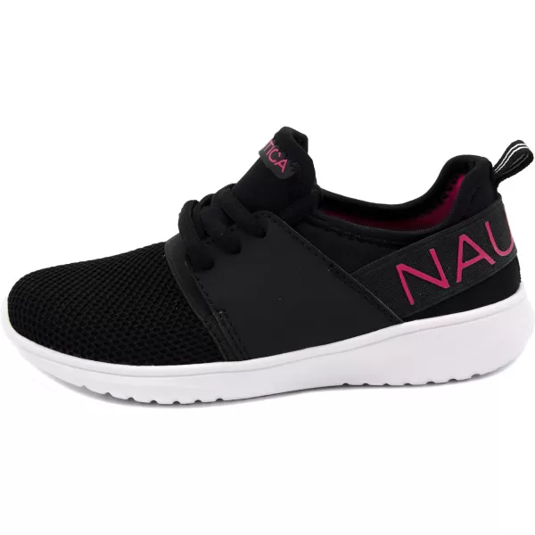 Nautica Kids Girls Metallic Fashion Sneaker LaceUp Athletic Running Shoe I kappil I Big Kid  Little Kid  ToddlerBlack Pink Laceup