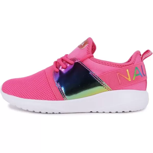 Nautica Kids Girls Metallic Fashion Sneaker LaceUp Athletic Running Shoe I kappil I Big Kid  Little Kid  ToddlerIridescent Fuchsia Rainbow