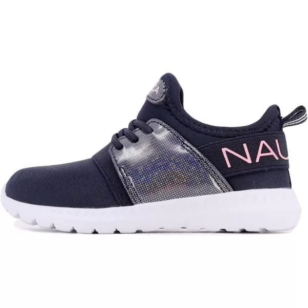 Nautica Kids Girls Metallic Fashion Sneaker LaceUp Athletic Running Shoe I kappil I Big Kid  Little Kid  ToddlerNavy Disco