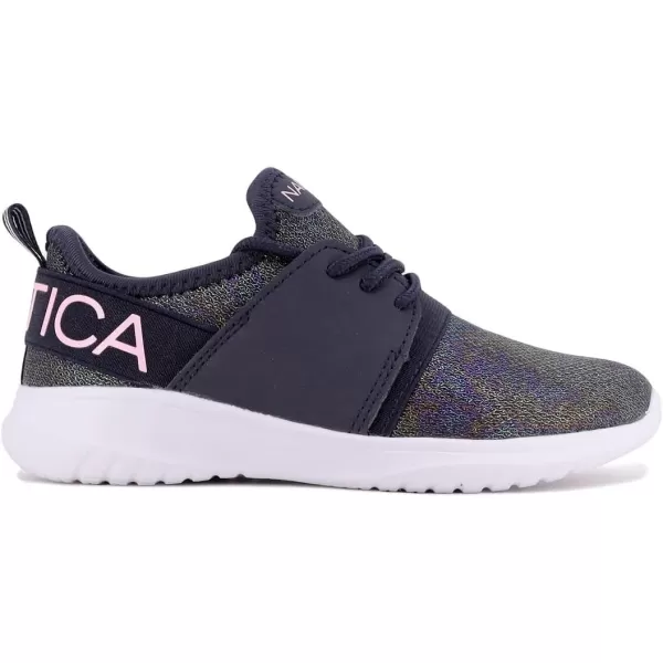 Nautica Kids Girls Metallic Fashion Sneaker LaceUp Athletic Running Shoe I kappil I Big Kid  Little Kid  ToddlerNavy Oil Slick Mesh