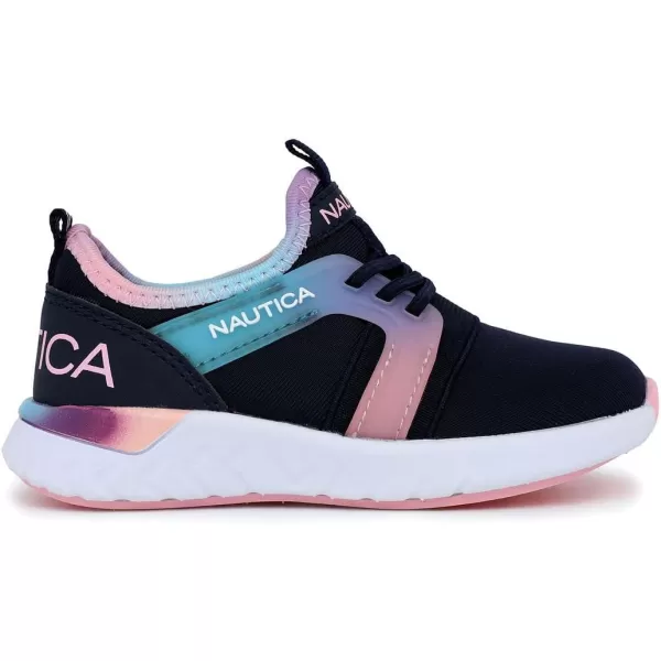 Nautica Kids Girls Metallic Fashion Sneaker LaceUp Athletic Running Shoe I kappil I Big Kid  Little Kid  ToddlerNavy Peony Blueparks