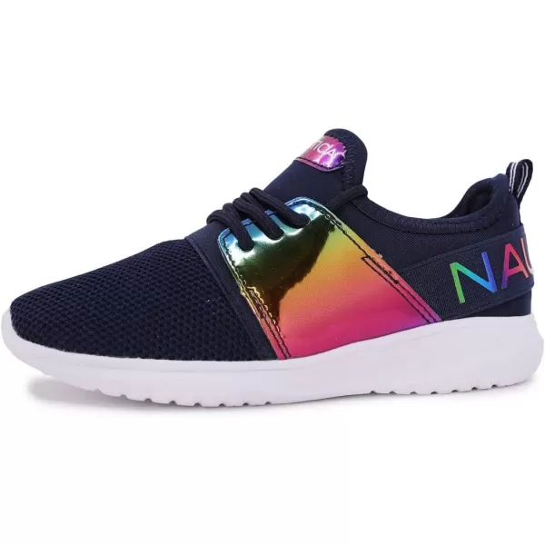 Nautica Kids Girls Metallic Fashion Sneaker LaceUp Athletic Running Shoe I kappil I Big Kid  Little Kid  ToddlerNavy Rainbow