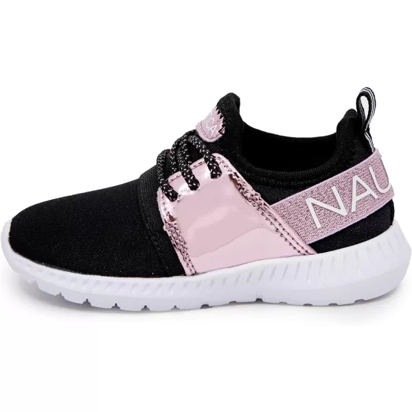 Nautica Kids Girls Metallic Fashion Sneaker LaceUp Athletic Running Shoe I kappil I Big Kid  Little Kid  ToddlerPink Metallic Black