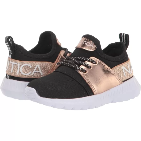 Nautica Kids Girls Metallic Fashion Sneaker LaceUp Athletic Running Shoe I kappil I Big Kid  Little Kid  ToddlerRose Gold Black