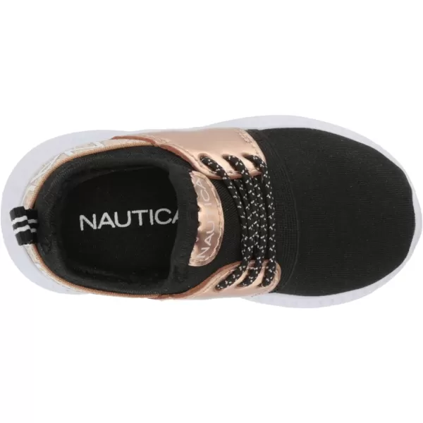 Nautica Kids Girls Metallic Fashion Sneaker LaceUp Athletic Running Shoe I kappil I Big Kid  Little Kid  ToddlerRose Gold Black