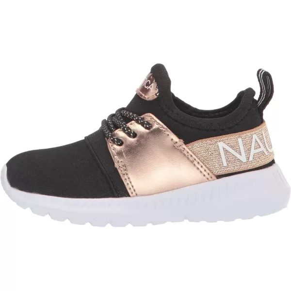 Nautica Kids Girls Metallic Fashion Sneaker LaceUp Athletic Running Shoe I kappil I Big Kid  Little Kid  ToddlerRose Gold Black