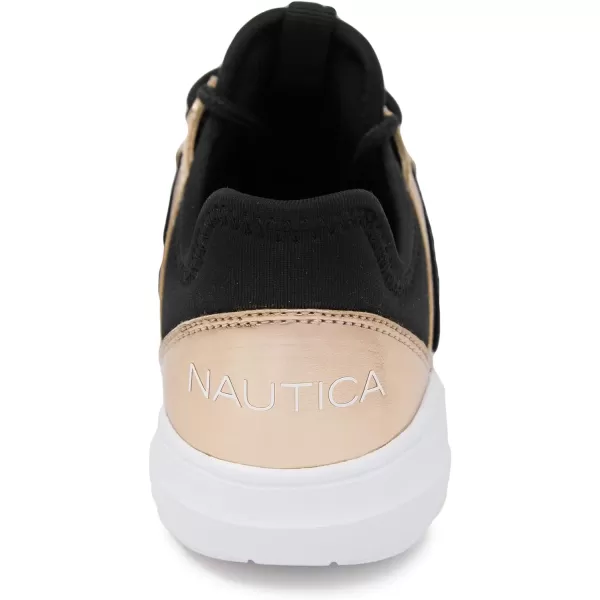 Nautica Kids Girls Metallic Fashion Sneaker LaceUp Athletic Running Shoe I kappil I Big Kid  Little Kid  ToddlerRose Gold Blackprimage