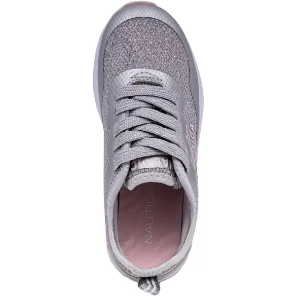 Nautica Kids Girls Metallic Fashion Sneaker LaceUp Athletic Running Shoe I kappil I Big Kid  Little Kid  ToddlerSilver Glitter Tupple