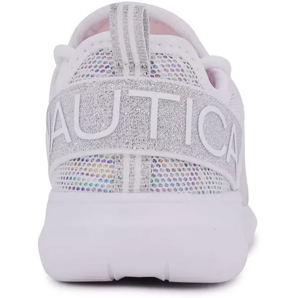 Nautica Kids Girls Metallic Fashion Sneaker LaceUp Athletic Running Shoe I kappil I Big Kid  Little Kid  ToddlerWhite Silver Multi