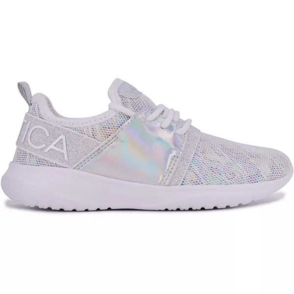 Nautica Kids Girls Metallic Fashion Sneaker LaceUp Athletic Running Shoe I kappil I Big Kid  Little Kid  ToddlerWhite Silver Multi