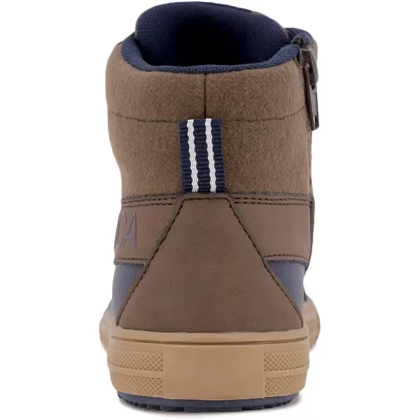 Nautica Kids High Top Sneaker Fashion Boot High Top Basketball Shoe BoysGirls ToddlerLittle KidsBrown Navy Gumtitan