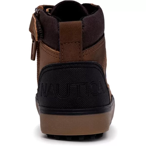 Nautica Kids High Top Sneaker Fashion Boot High Top Basketball Shoe BoysGirls ToddlerLittle KidsDark Tan Brownmurray