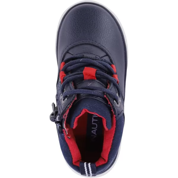 Nautica Kids High Top Sneaker Fashion Boot High Top Basketball Shoe BoysGirls ToddlerLittle KidsNavy Red