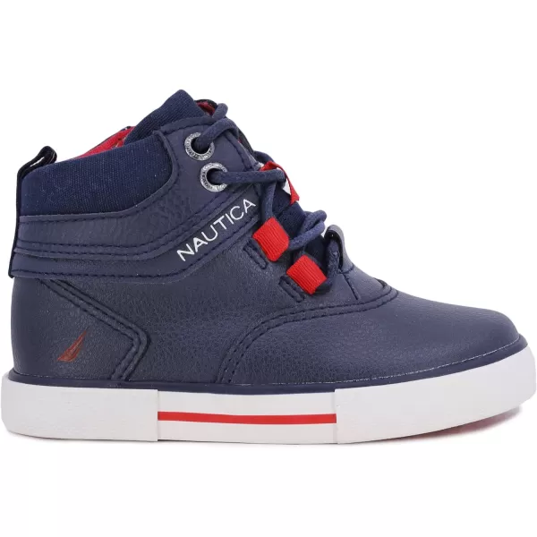 Nautica Kids High Top Sneaker Fashion Boot High Top Basketball Shoe BoysGirls ToddlerLittle KidsNavy Red
