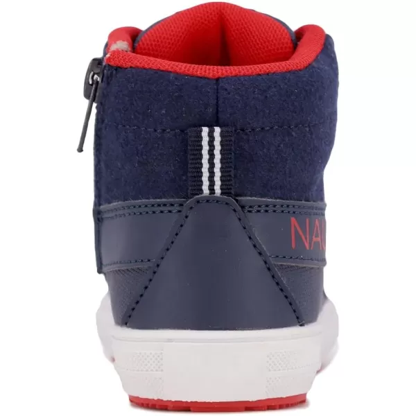 Nautica Kids High Top Sneaker Fashion Boot High Top Basketball Shoe BoysGirls ToddlerLittle KidsNavy Red Poptitan