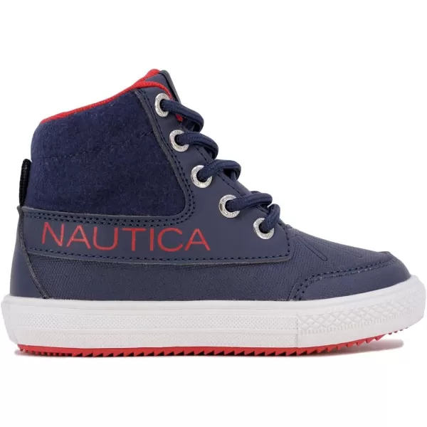 Nautica Kids High Top Sneaker Fashion Boot High Top Basketball Shoe BoysGirls ToddlerLittle KidsNavy Red Poptitan