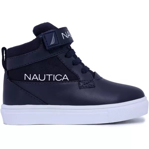 Nautica Kids High Top Sneaker Fashion Boot High Top Basketball Shoe BoysGirls ToddlerLittle KidsNavy Whiteyalu