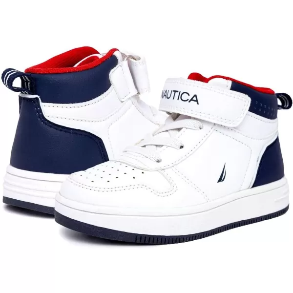 Nautica Kids High Top Sneaker Fashion Boot High Top Basketball Shoe BoysGirls ToddlerLittle KidsWhite Monooakford